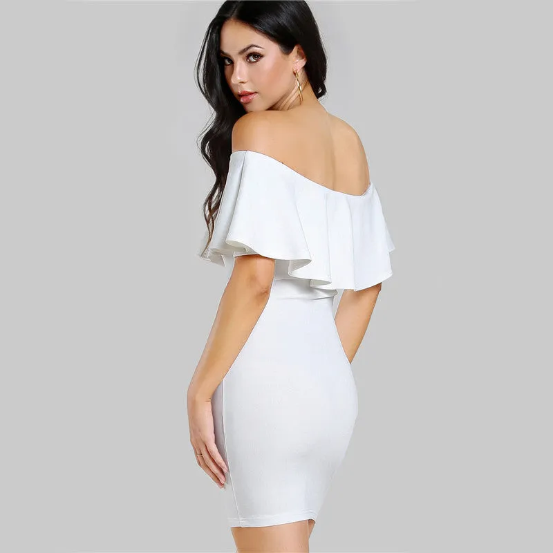 Off The Shoulder Rose Applique Embroidered Dress