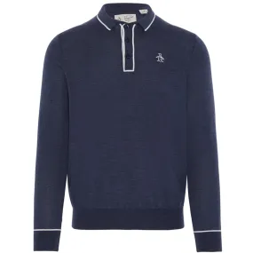 Original Penguin Earl Merino Sweater - Black Iris/Bijou Heather