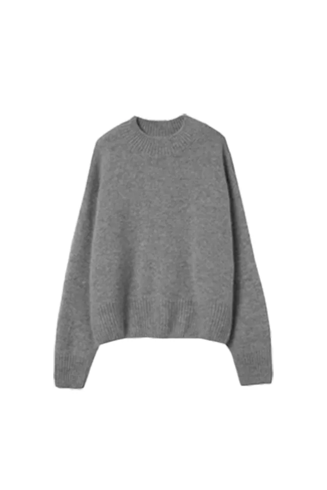 Oversized Half Mock Neck Wool Alpaca Sweater