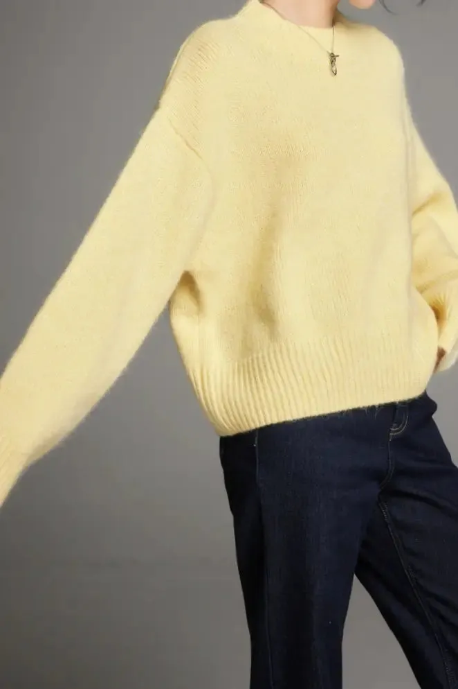 Oversized Half Mock Neck Wool Alpaca Sweater