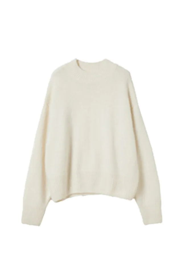 Oversized Half Mock Neck Wool Alpaca Sweater