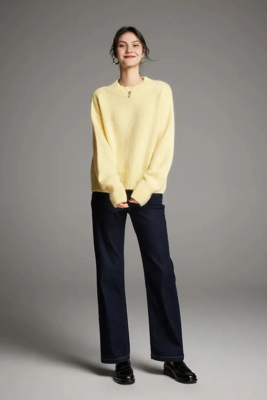 Oversized Half Mock Neck Wool Alpaca Sweater