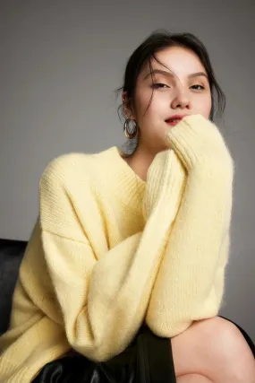 Oversized Half Mock Neck Wool Alpaca Sweater