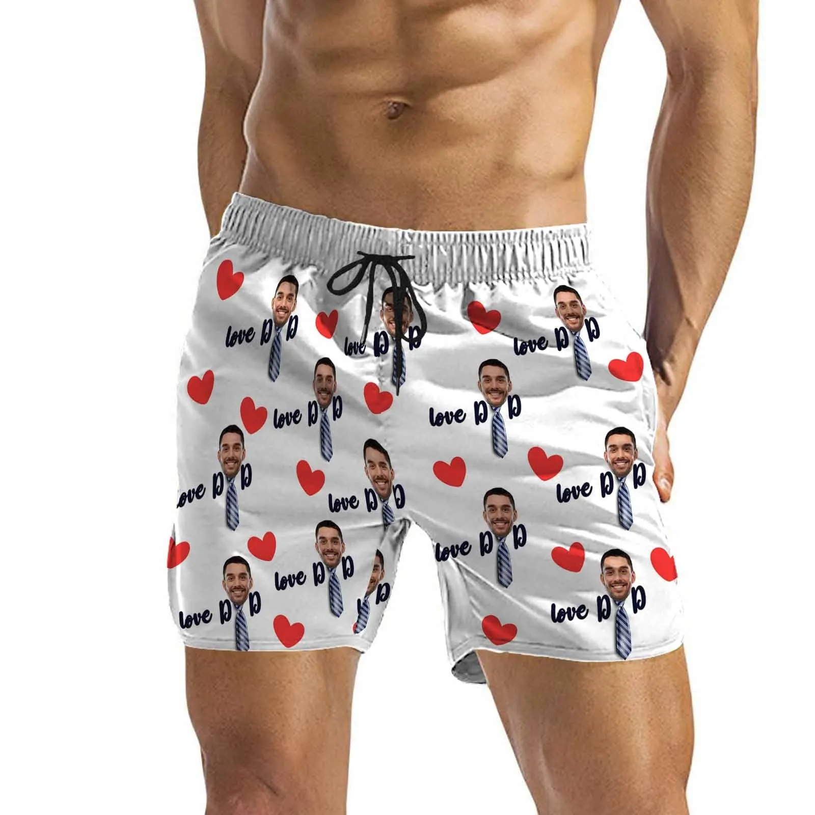 Personalized Swim Trunks Custom Swimming Trunks Custom Face Love Dad Men's Quick Dry Swim Shorts for Father's Day