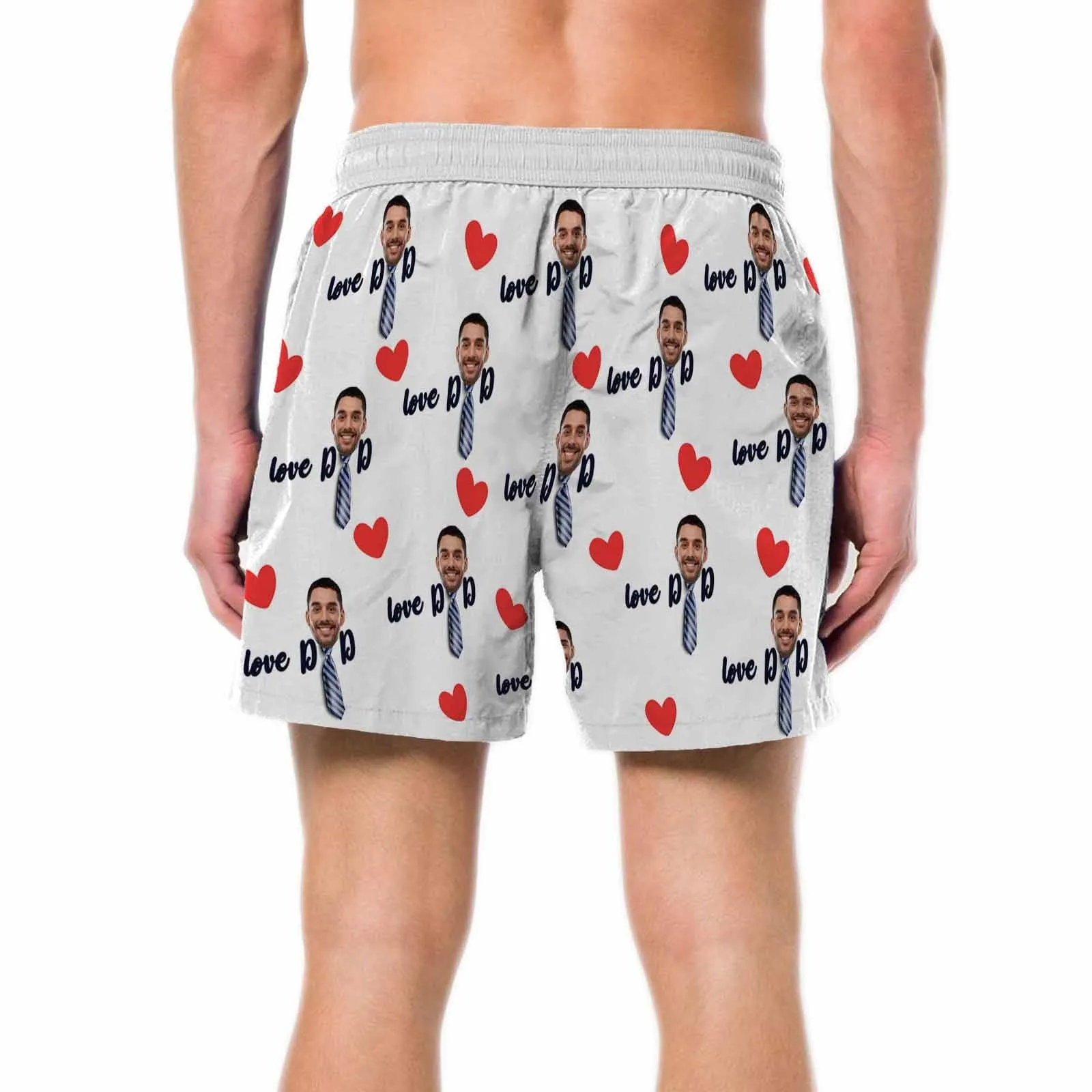 Personalized Swim Trunks Custom Swimming Trunks Custom Face Love Dad Men's Quick Dry Swim Shorts for Father's Day