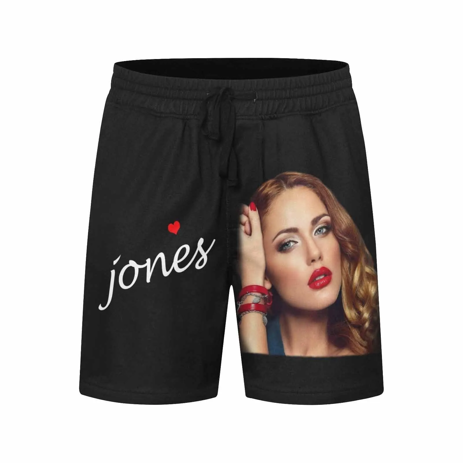 Personalized Swim Trunks with Custom Face & Name Print Legend Black Men's Quick Dry Swim Shorts
