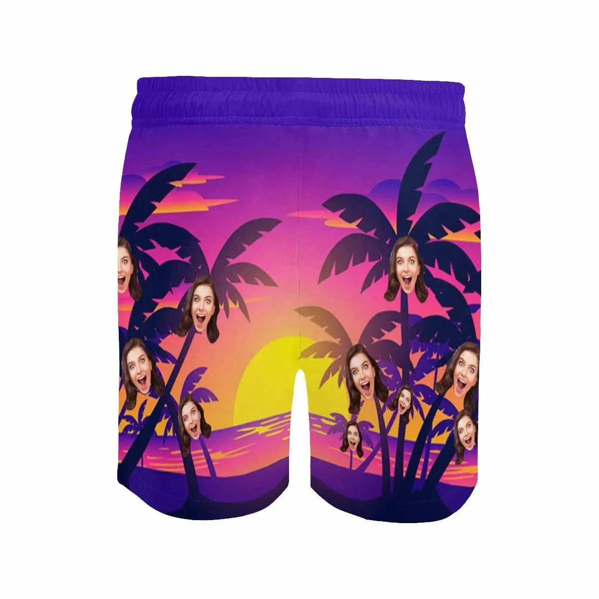 Personalized Swim Trunks with Custom Face Print Sunset Men's Quick Dry Swim Shorts