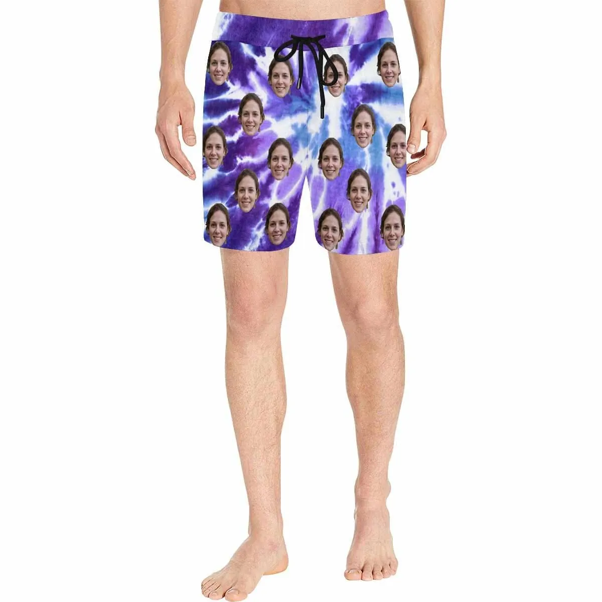 Personalized Swim Trunks with Face on Them Custom Purple Gorgeous Men's Quick Dry Swim Shorts