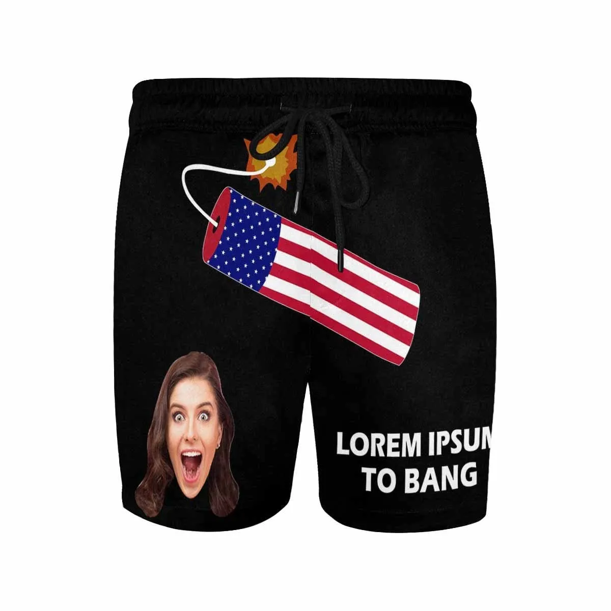 Personalized Swim Trunks with Face on Them Custom Swimming Trunks Lorem Ipsum To Bang Men's Quick Dry Swim Shorts