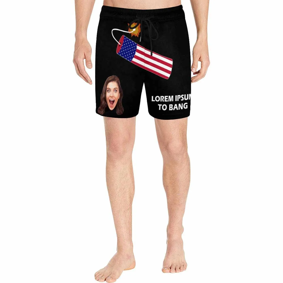 Personalized Swim Trunks with Face on Them Custom Swimming Trunks Lorem Ipsum To Bang Men's Quick Dry Swim Shorts
