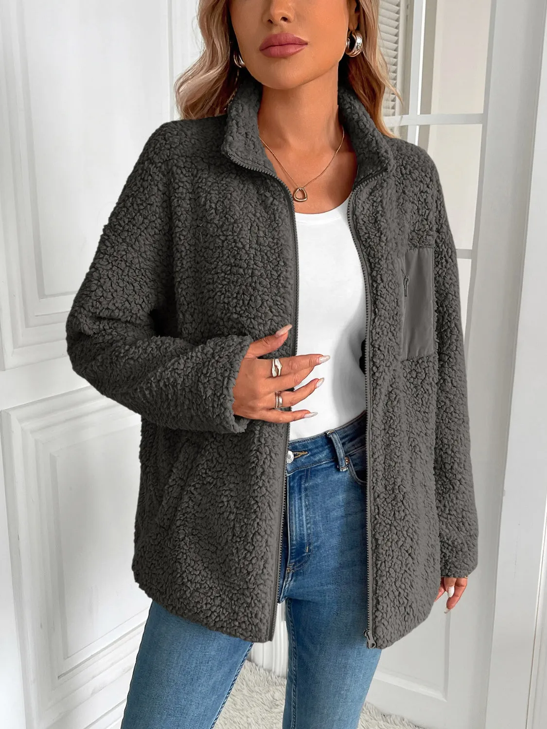 PRE-ORDER: Ivy Lane Zip Up Long Sleeve Fuzzy Jacket