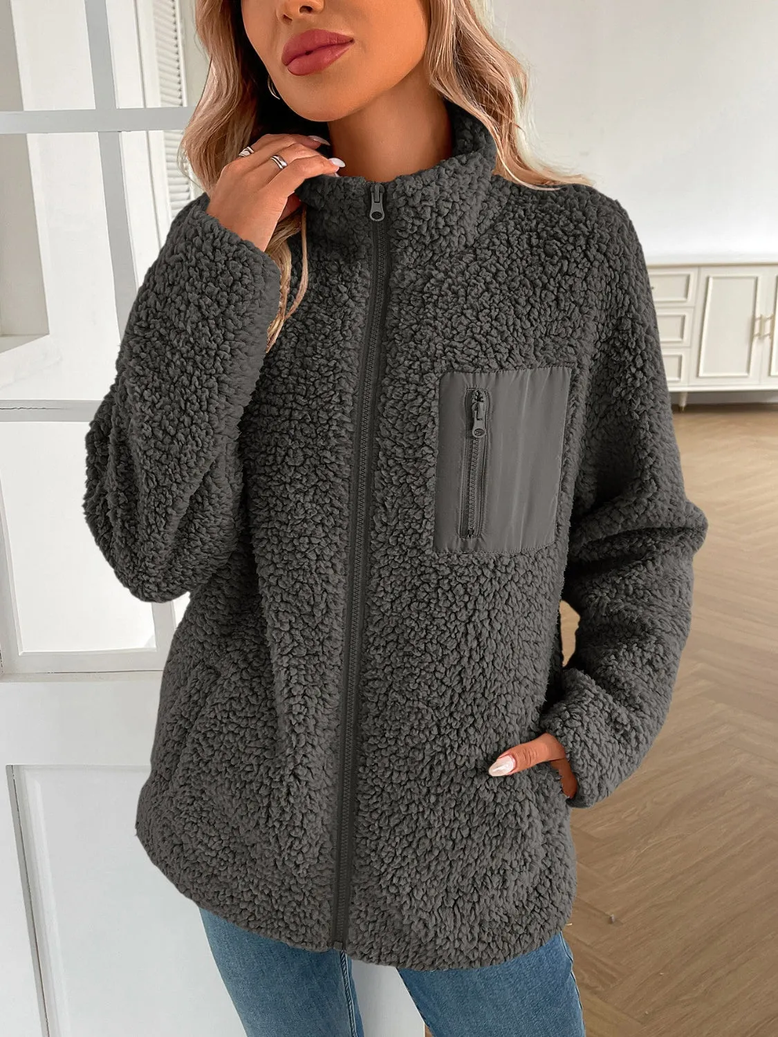 PRE-ORDER: Ivy Lane Zip Up Long Sleeve Fuzzy Jacket