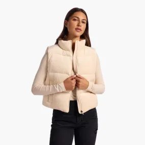 Ribbed Velour Puffer Vest | Bone