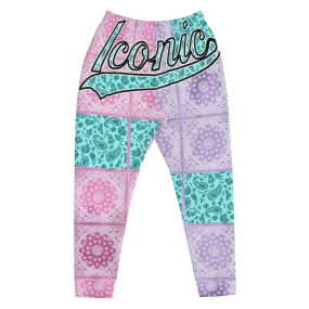 ROYAL ICONIC | Bandana Flag Patchwork Tie Dye Acid Wash Aether Pour Unisex Jogger Sweatpant HueMan Gang Half N' Half Pink Purple