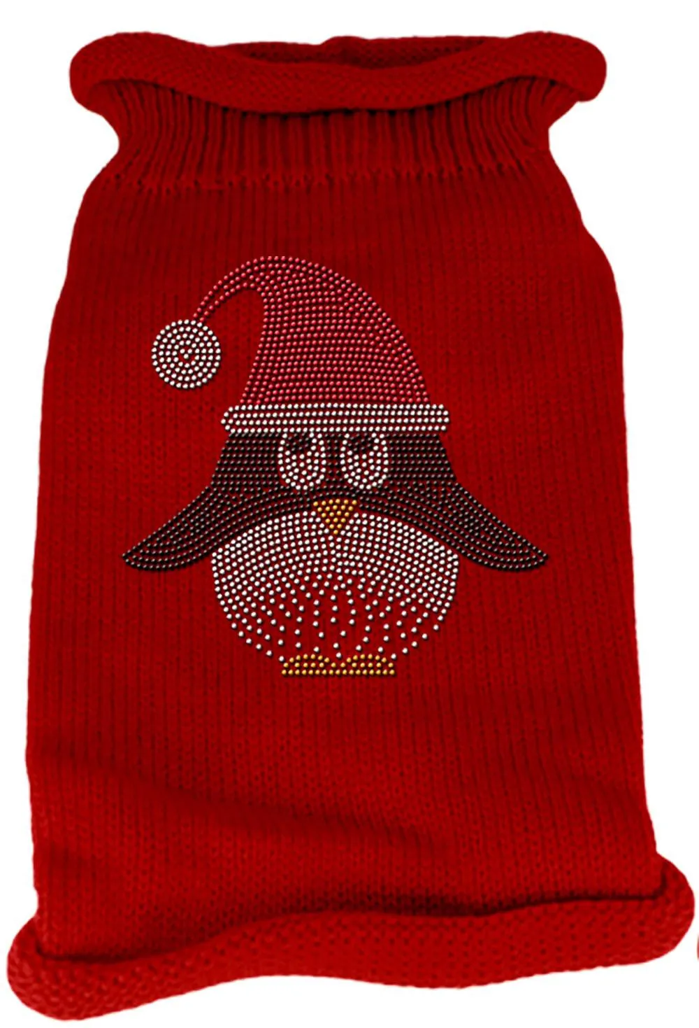 Santa Penguin Rhinestone Knit Pet Sweater XL Red