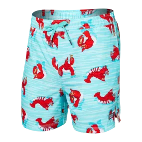 SAXX 5-Inch Oh Buoy 2N1 Volley Lobster Lounger Swim Trunks - Aqua