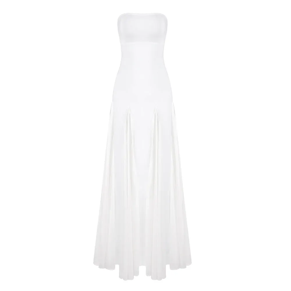Sexy Slim Tube Top Bandage Mesh Stitching Formal Dress