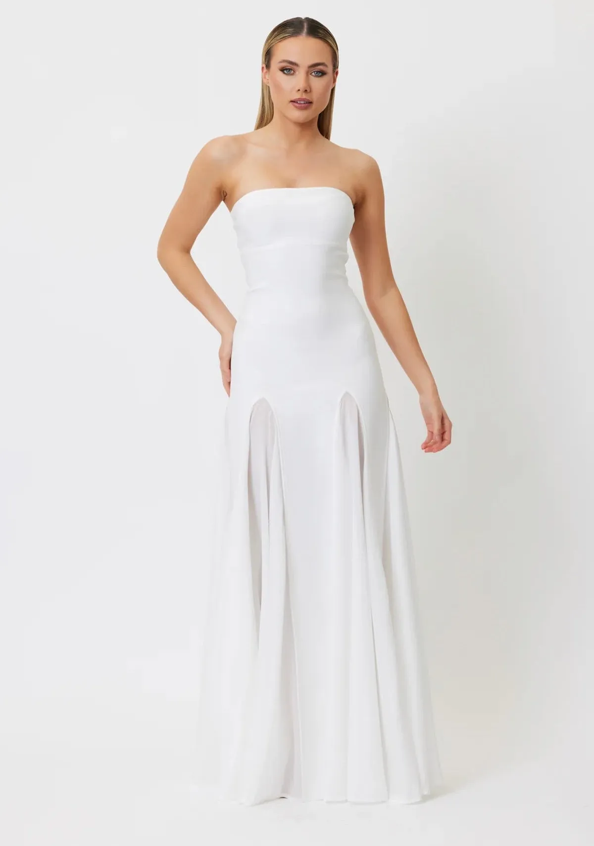 Sexy Slim Tube Top Bandage Mesh Stitching Formal Dress
