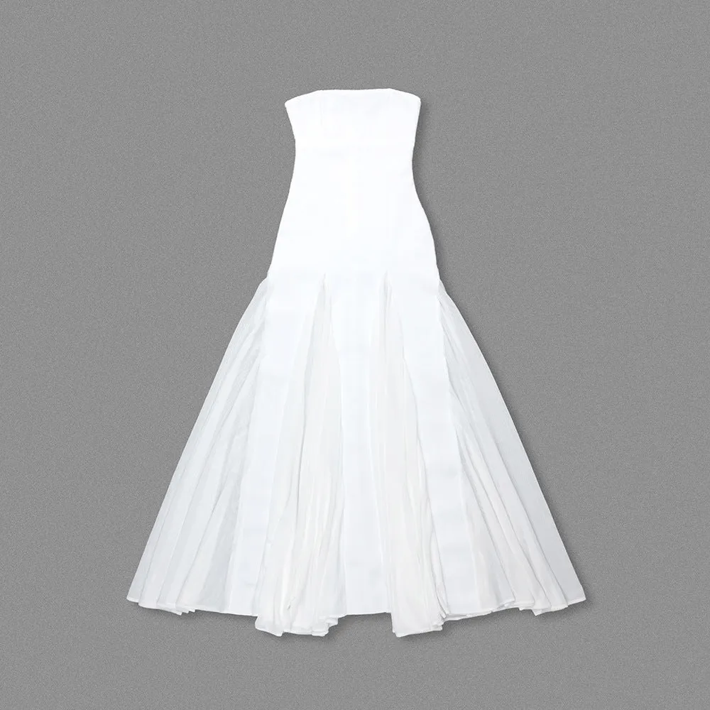 Sexy Slim Tube Top Bandage Mesh Stitching Formal Dress