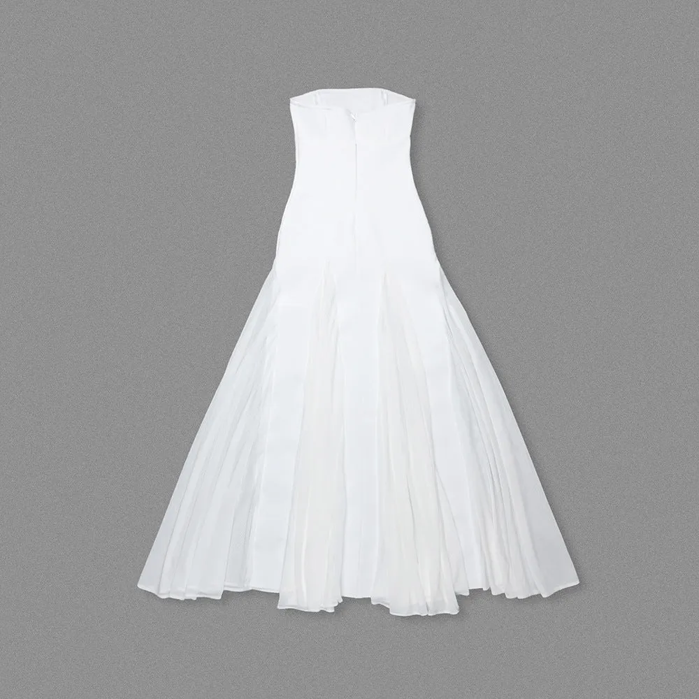 Sexy Slim Tube Top Bandage Mesh Stitching Formal Dress