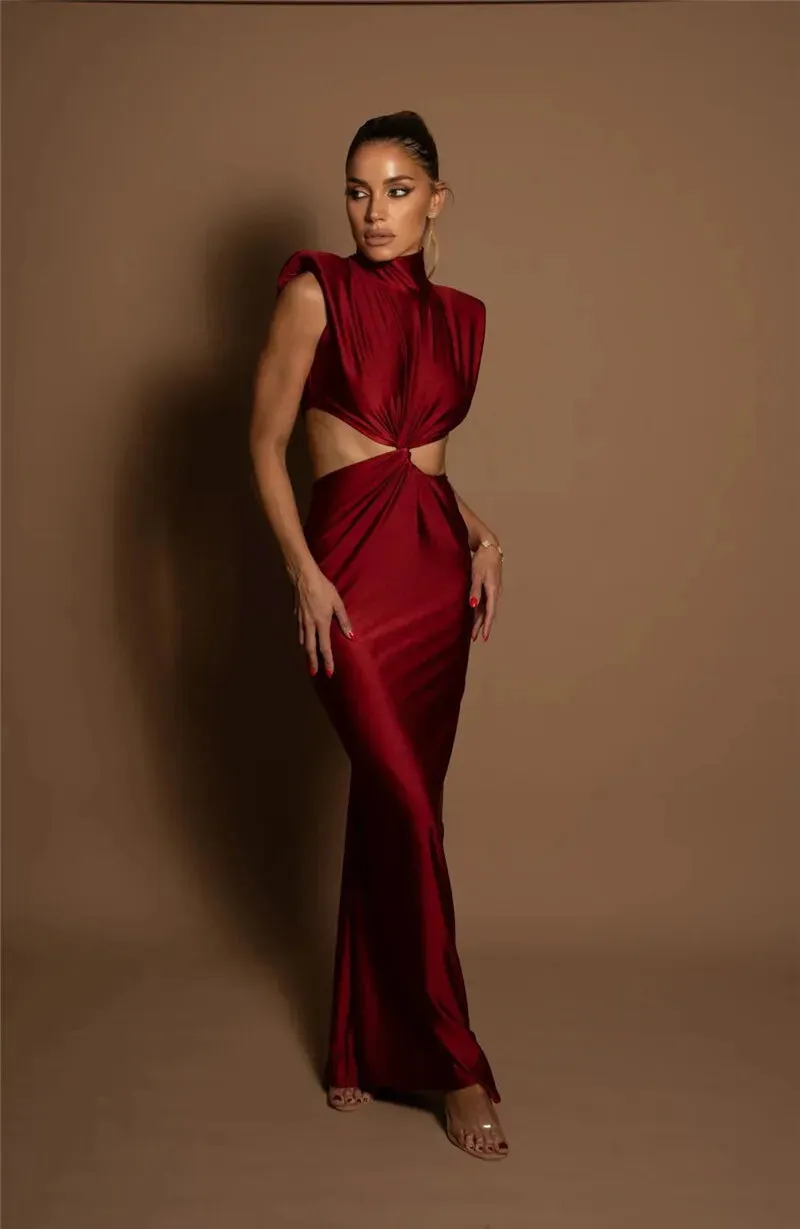 Sexy Turtleneck Solid Sleeveless Bodycon Tank Party Dress