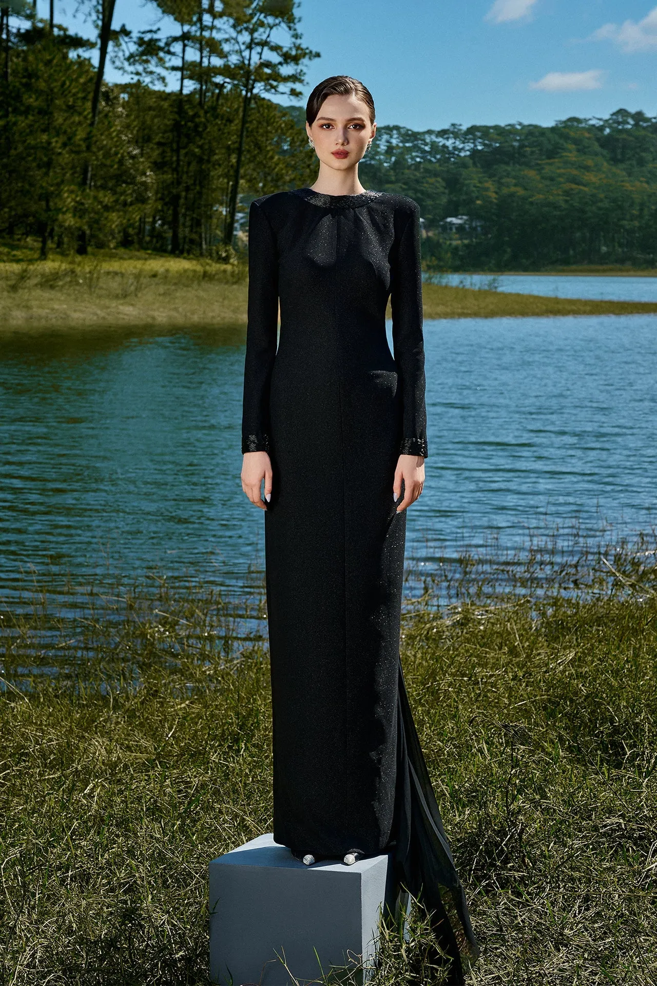Sleek Black Open-Back Dress