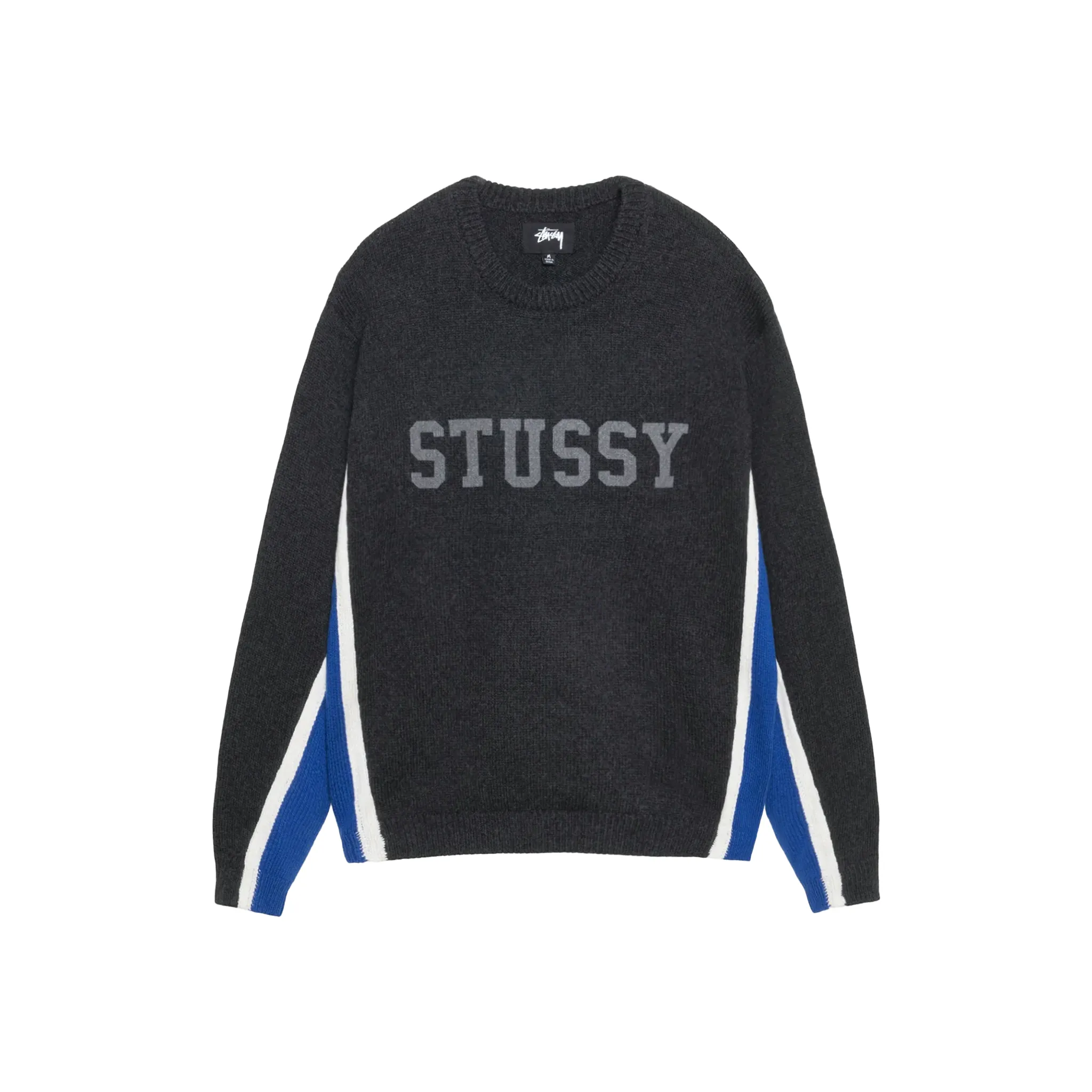 Stussy Contrast Stripe Crewneck Sweater Charcoal (FW24)