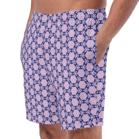 Stylish Block Print Blue Swim Trunks for Men, lioness-love