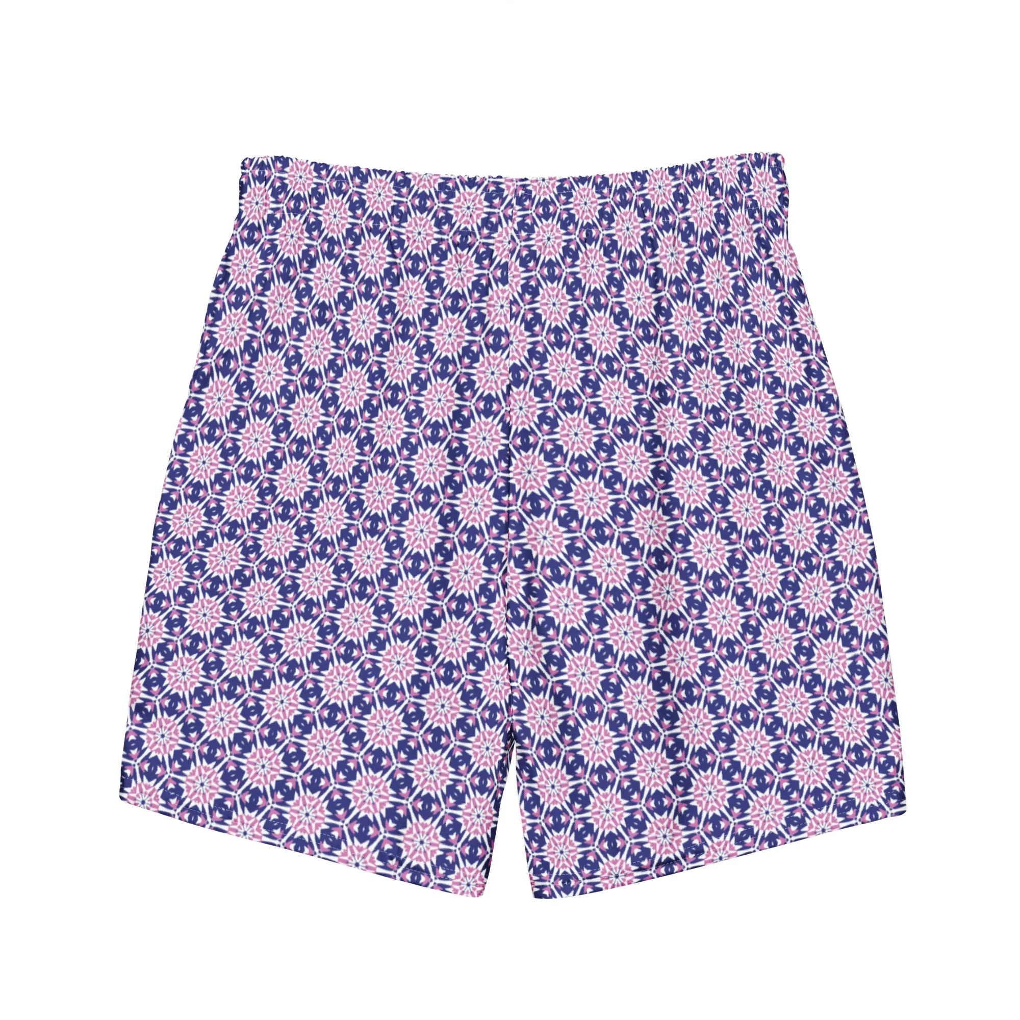 Stylish Block Print Blue Swim Trunks for Men, lioness-love