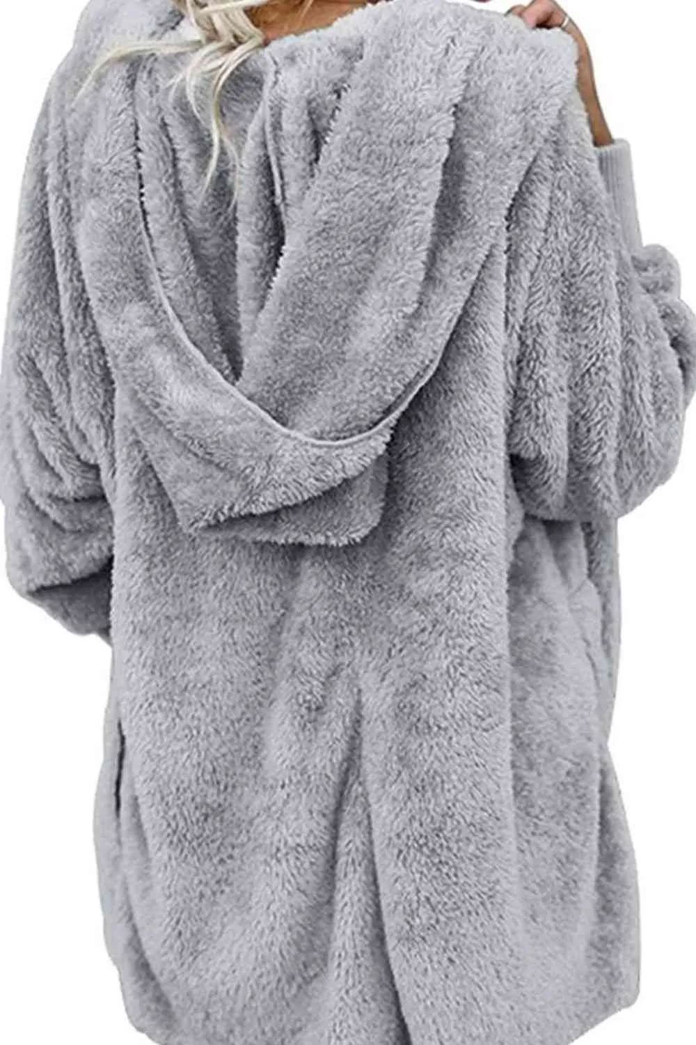 Teddy Hooded Jacket with Pockets