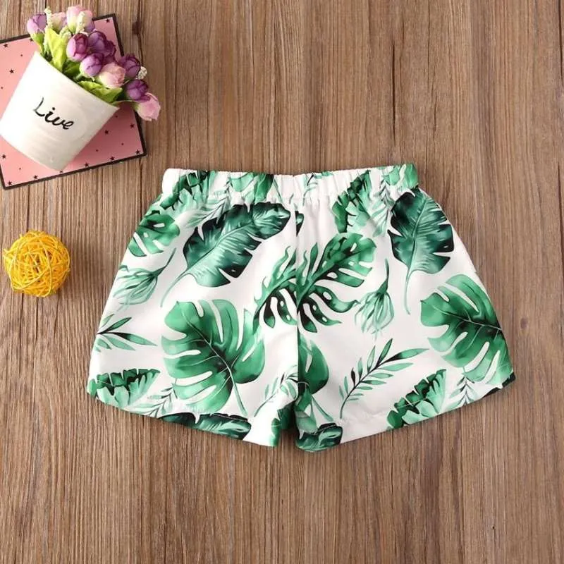 Toddler Boys Palm Tree Leaves Floral Swim Trunks Beachwear