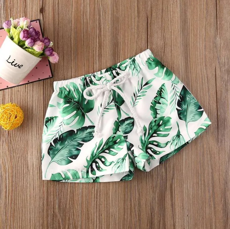 Toddler Boys Palm Tree Leaves Floral Swim Trunks Beachwear