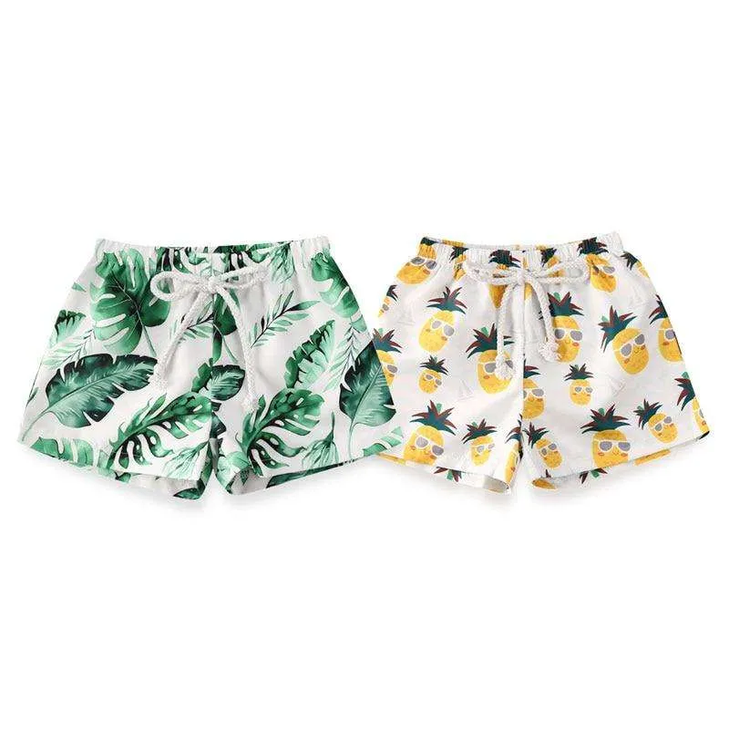 Toddler Boys Palm Tree Leaves Floral Swim Trunks Beachwear