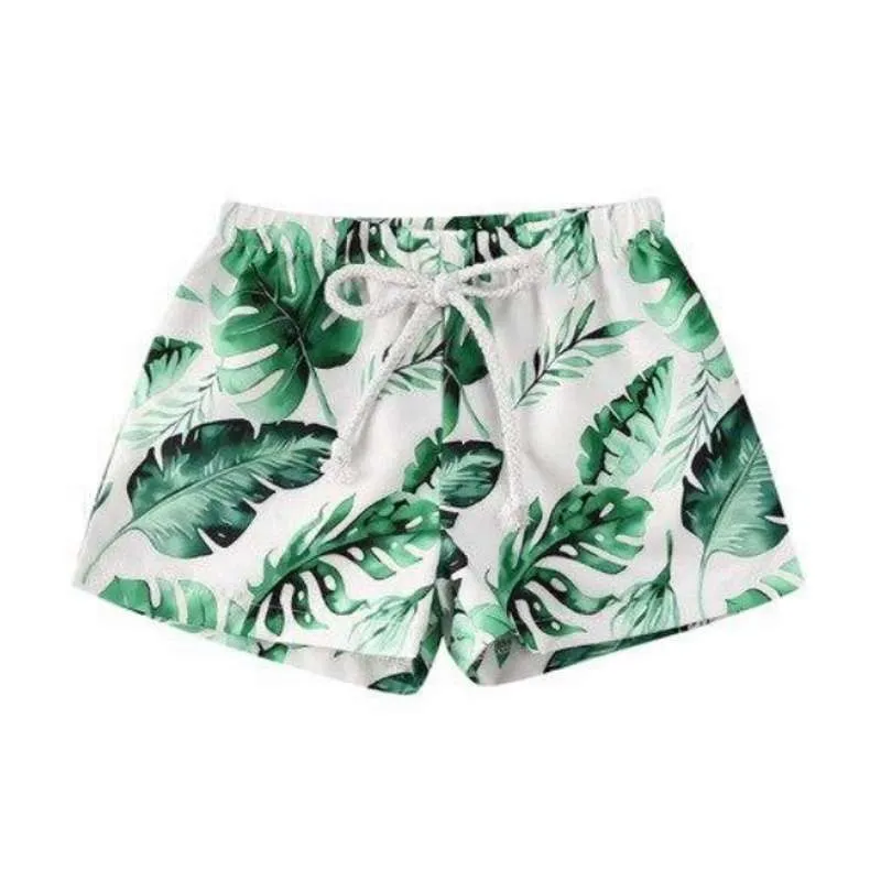 Toddler Boys Palm Tree Leaves Floral Swim Trunks Beachwear