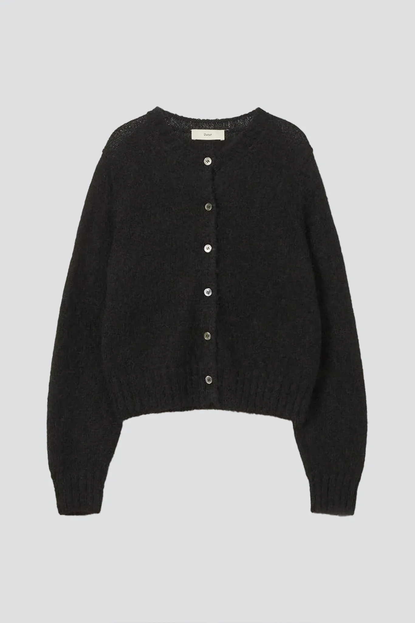 Unisex Black Crewneck Knit Cardigan