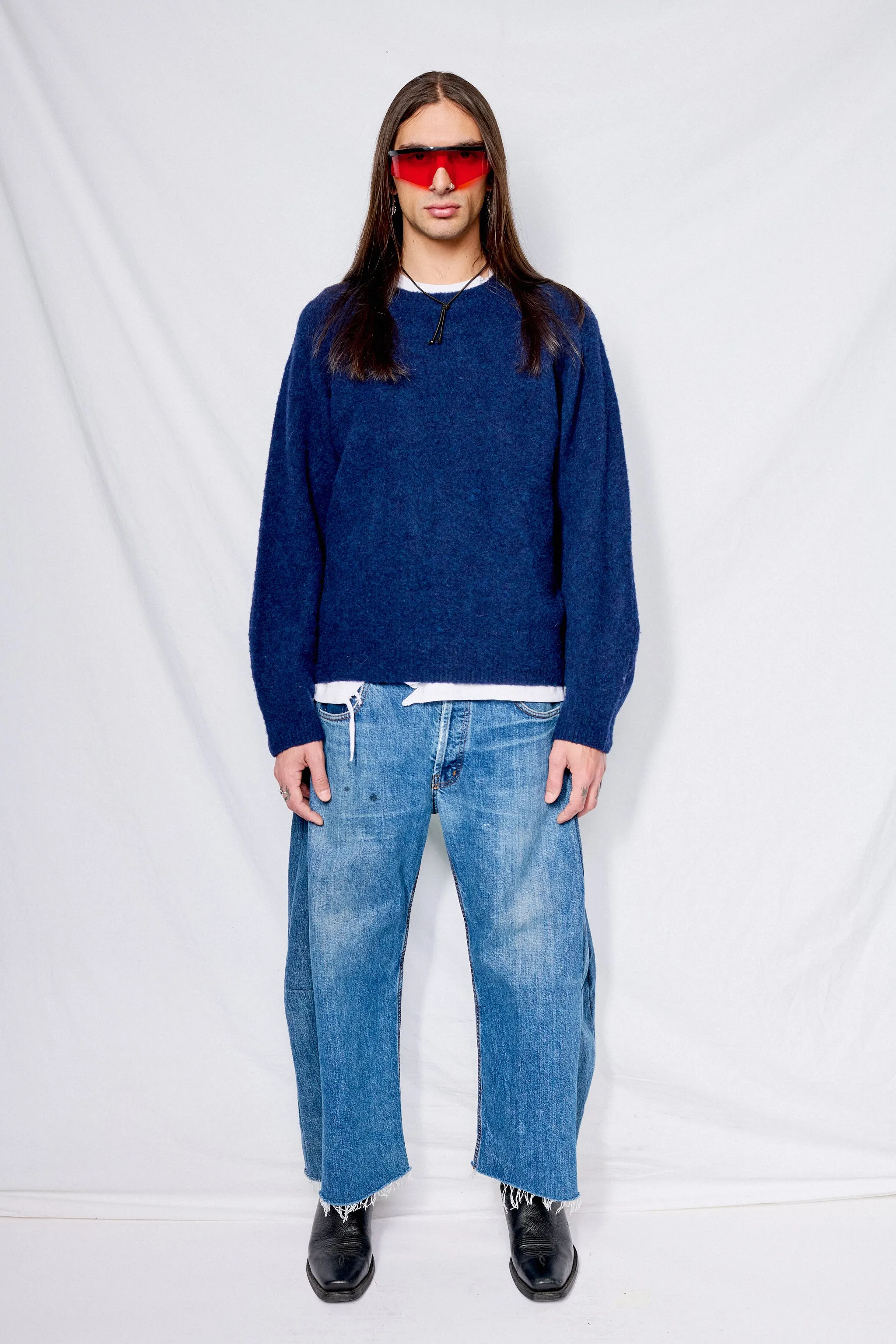 Unisex Navy Blue Shaggy Dog Sweater
