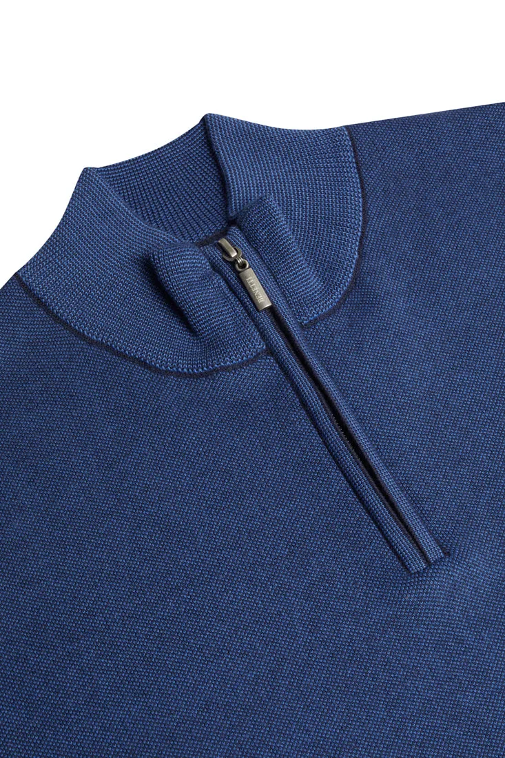 Verona Indigo Quarter Zip Knit