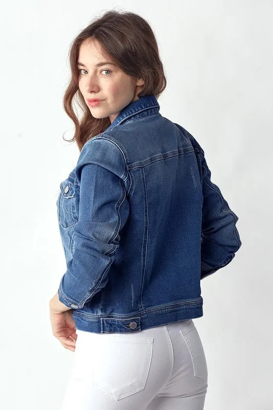 Vintage Washed Denim Jacket- Dark