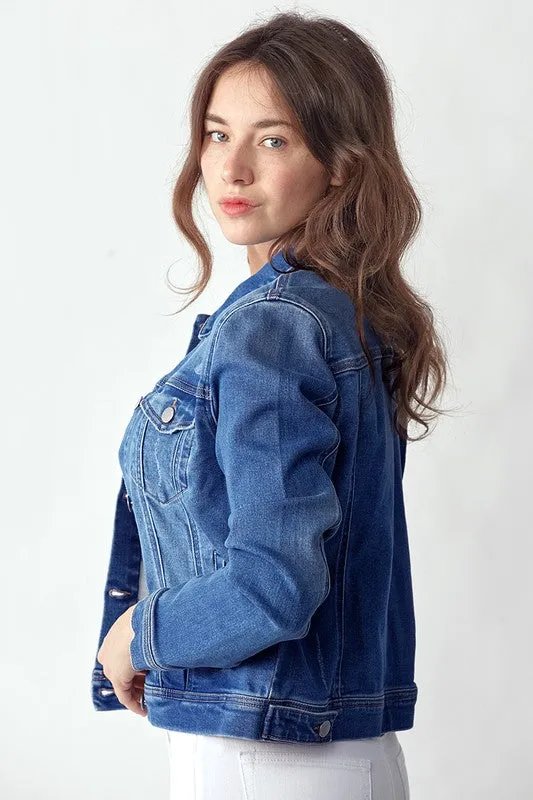 Vintage Washed Denim Jacket- Dark