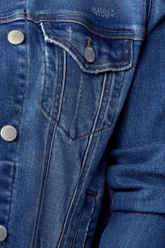 Vintage Washed Denim Jacket- Dark