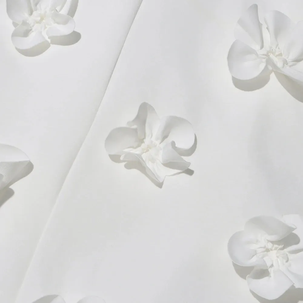 White Backless Square Collar Appliques Formal Dress