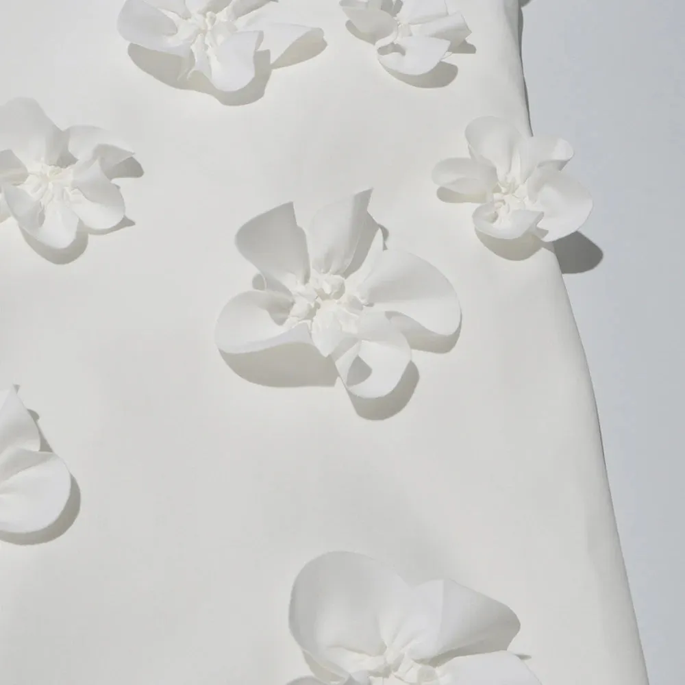 White Backless Square Collar Appliques Formal Dress