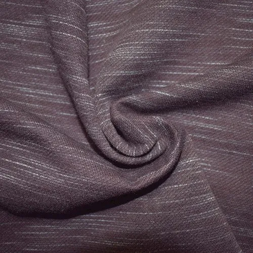 White/Brown Fleece Back Slubbed Sweatshirt Knit Fabric