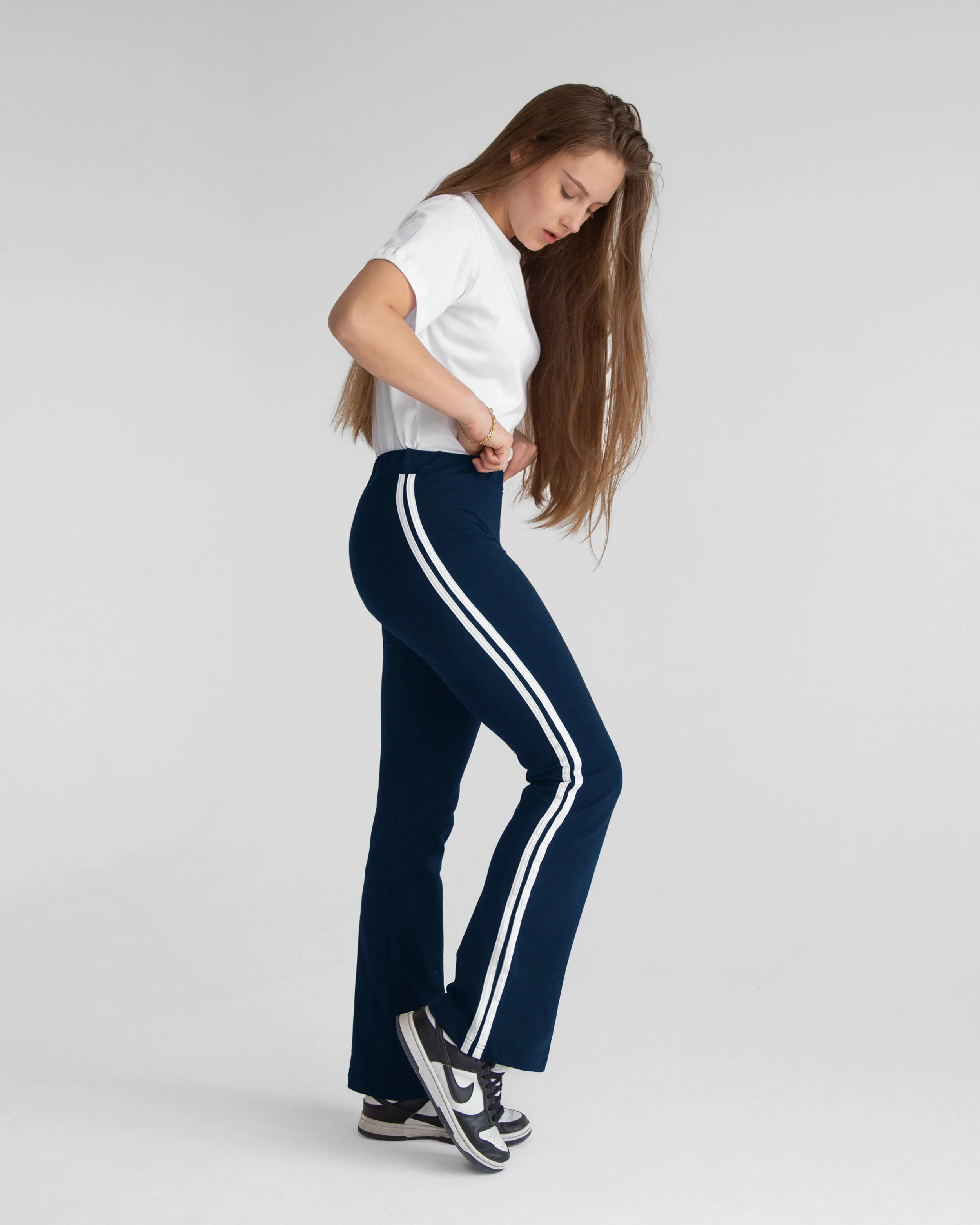 Wide Leg Double Striped Sweatpants
