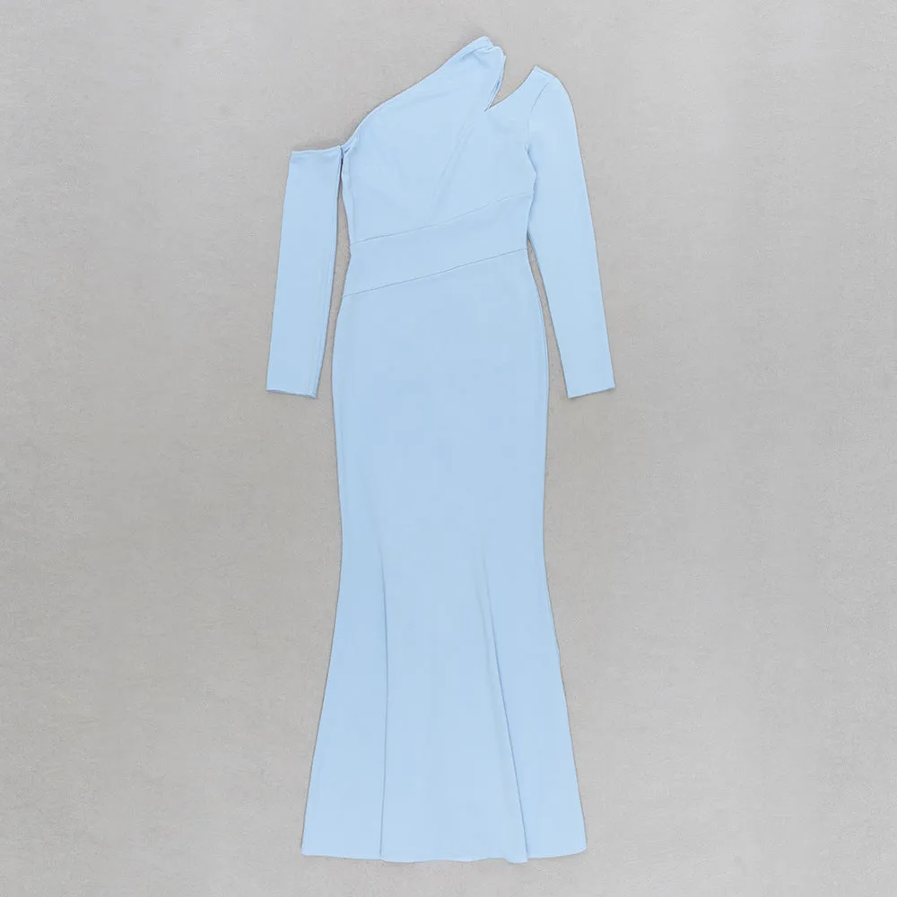 Women Solid Color One Shoulder Elegant Formal Dress