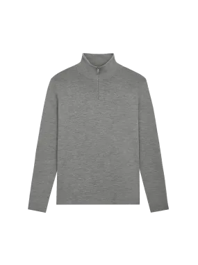Womens Regenerative Merino Wool Half-Zip Sweater—grey marl