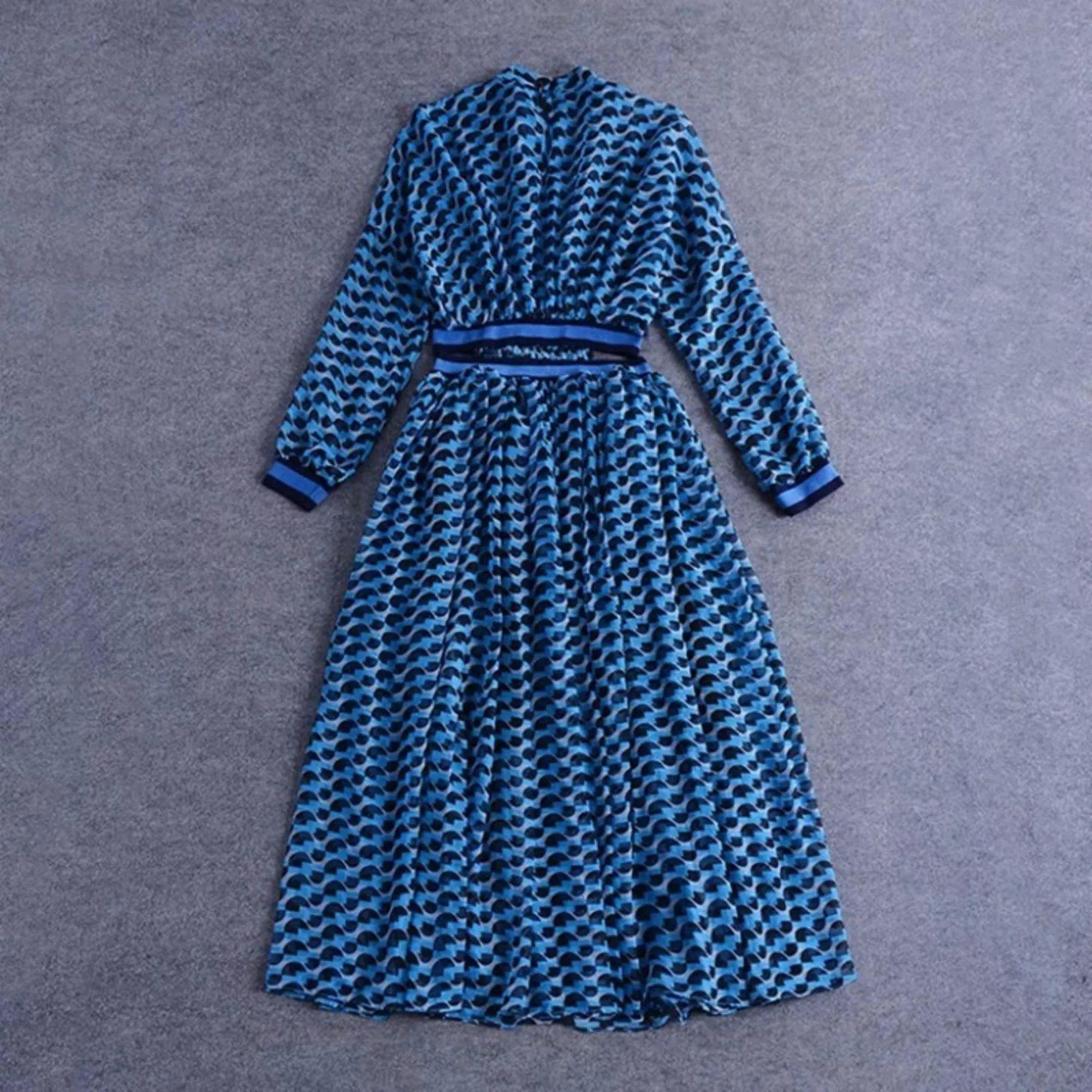 Women's Spring A-Line High-Waist Long Dress With Print