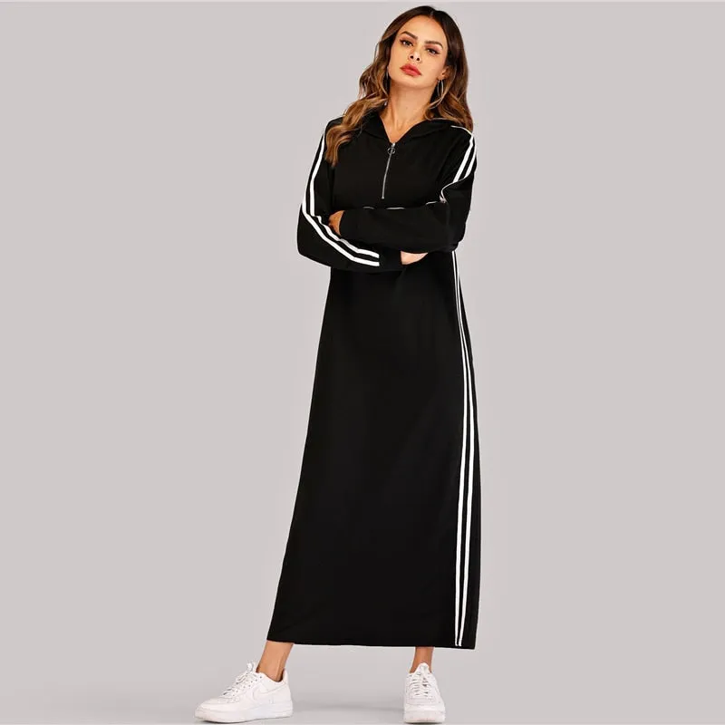 Women's Spring Casual Long-Sleeved Hoodie Long Dress