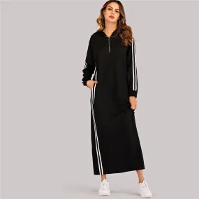 Women's Spring Casual Long-Sleeved Hoodie Long Dress