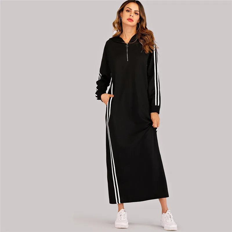 Women's Spring Casual Long-Sleeved Hoodie Long Dress